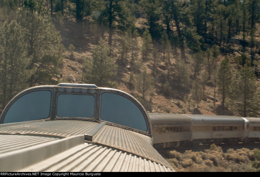 Grand Canyon Railway view from Coconino Dome interior